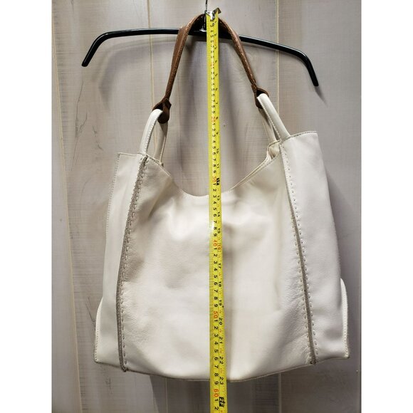 The Sak Large Tote Bag Los Feliz Leather Shoulder Purse Stone Brown Handle - Picture 2 of 13